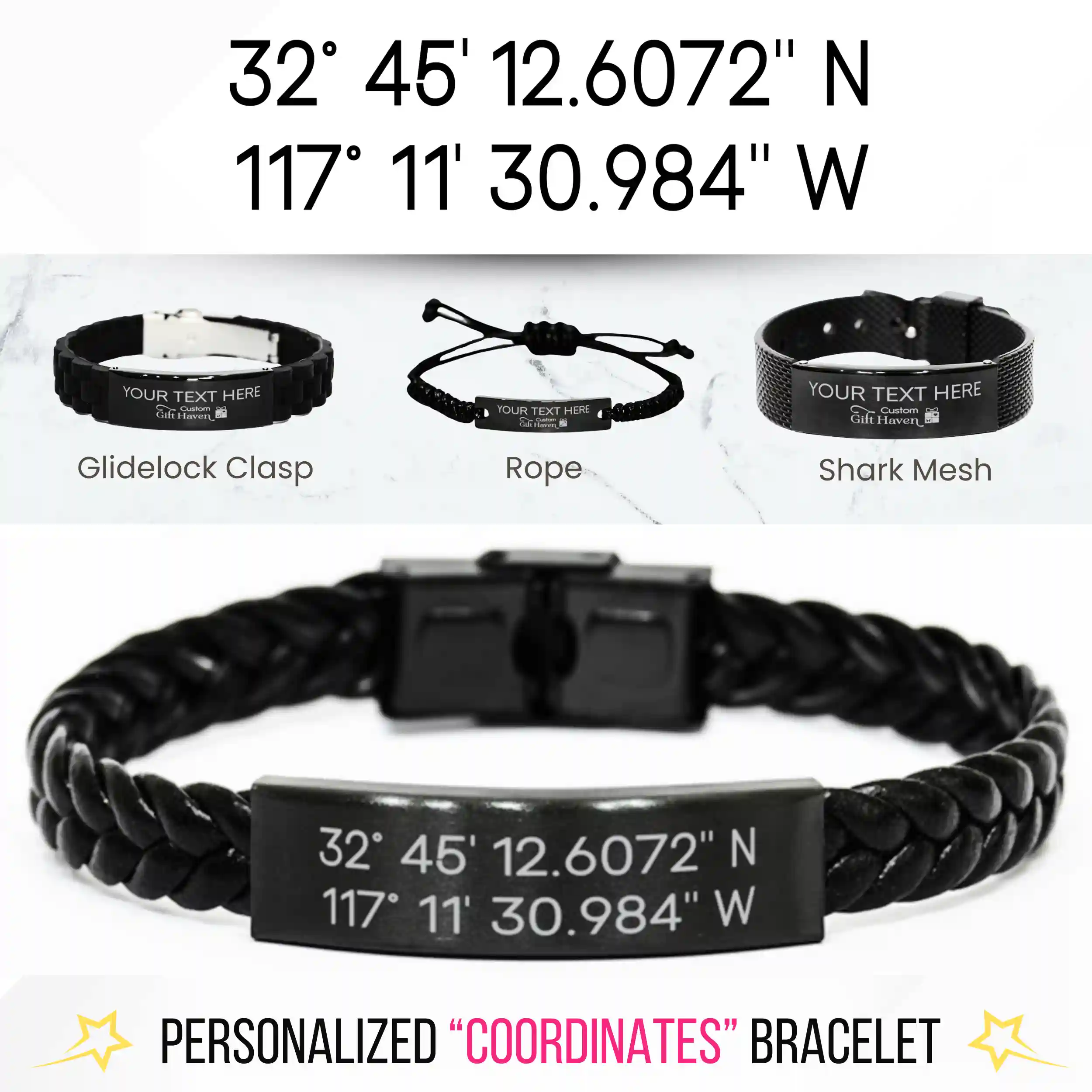 Personalized Coordinates Bracelet, Location Gift for Him Her