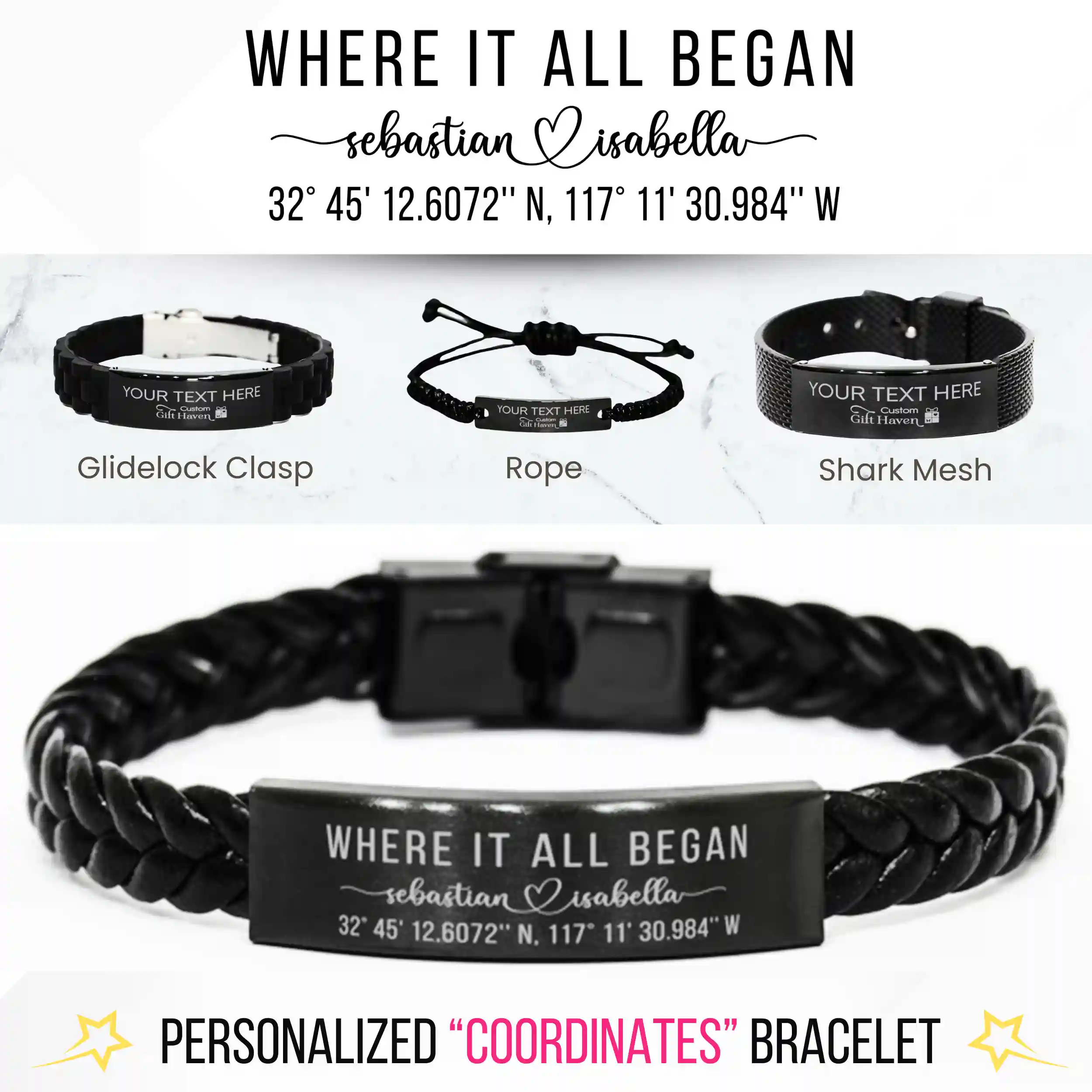 Where It All Began Custom Coordinates Bracelet